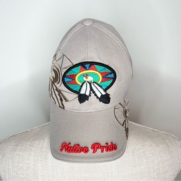Native Pride Embroidered Dreamcather Feathers Baseball Hat Velcro Closure - Picture 2 of 10